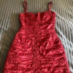 Red rouched mini dress